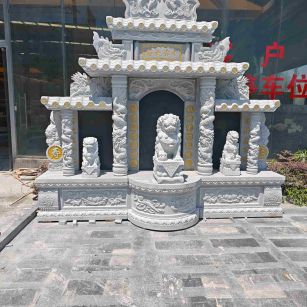 黑河芝麻白中国黑石材套墓 花岗岩墓碑